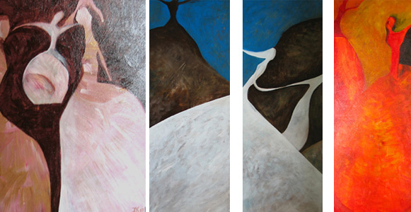 Collage av Rosa dans, Vit dans och Röd dans